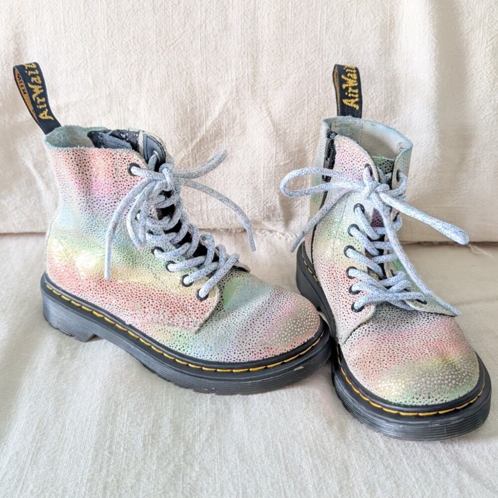Dr. Martens 1460 Pascal T Iridescent Rainbow Metallic Boots size 12 Little Kids